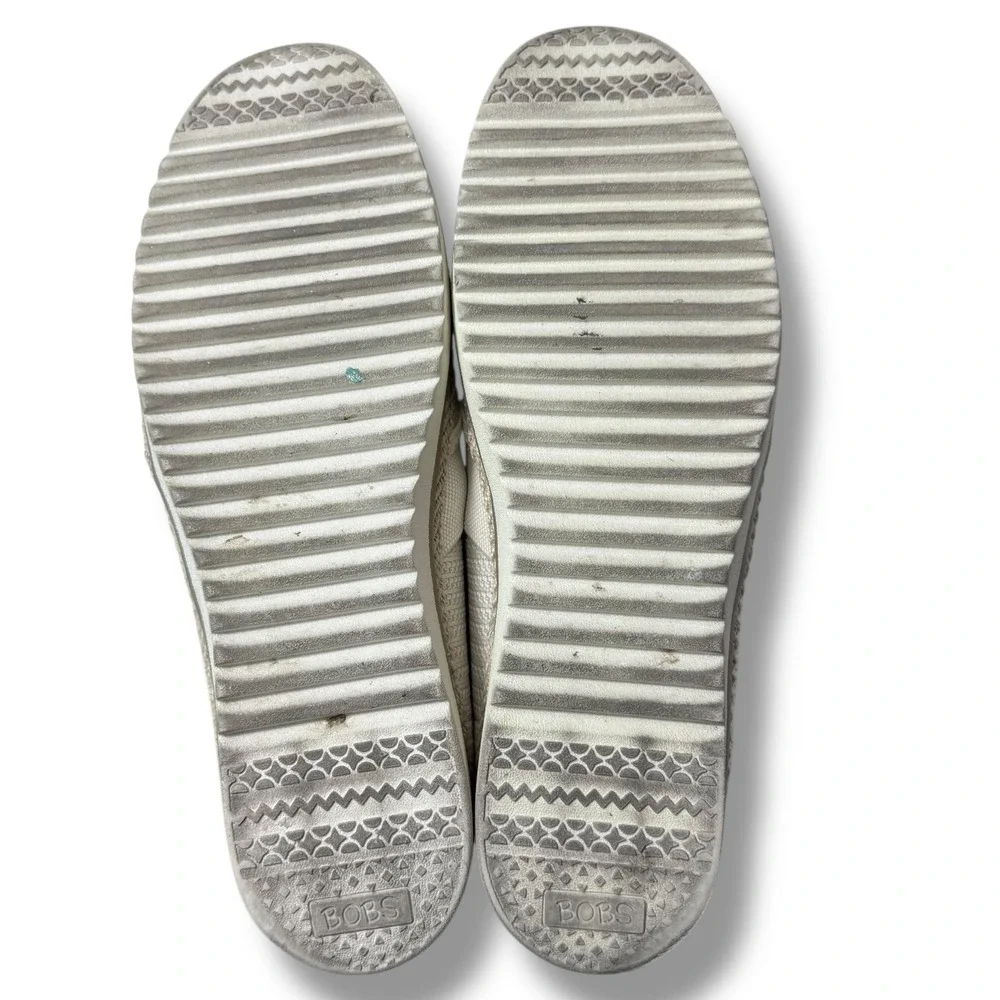 BOBS by Skechers Flexpadrille Lo slip-on shoes Women's Tan Knit Memory Foam Sz 9
